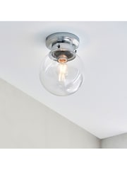 Gallery Home Chrome Coutrney Glass 1 Bulb Bathroom Ceiling Light - Image 4 of 7