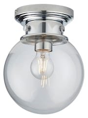 Gallery Home Chrome Coutrney Glass 1 Bulb Bathroom Ceiling Light - Image 5 of 7