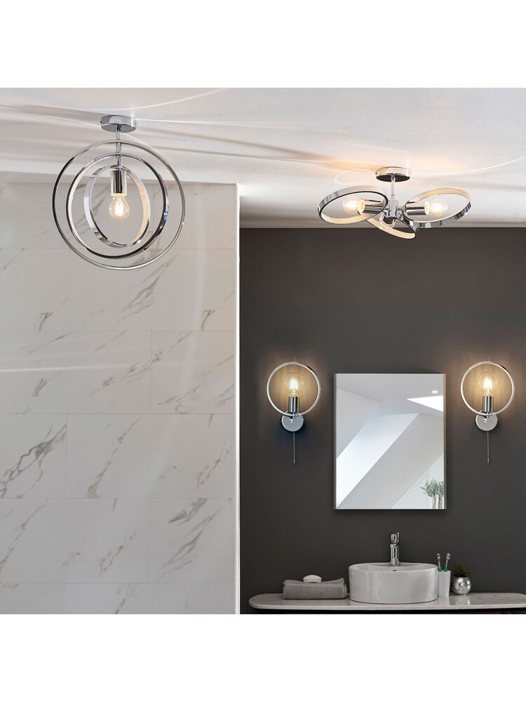 Gallery Home Chrome Anthony 3 Bulb Bathroom Ceiling Light - Image 2 of 8
