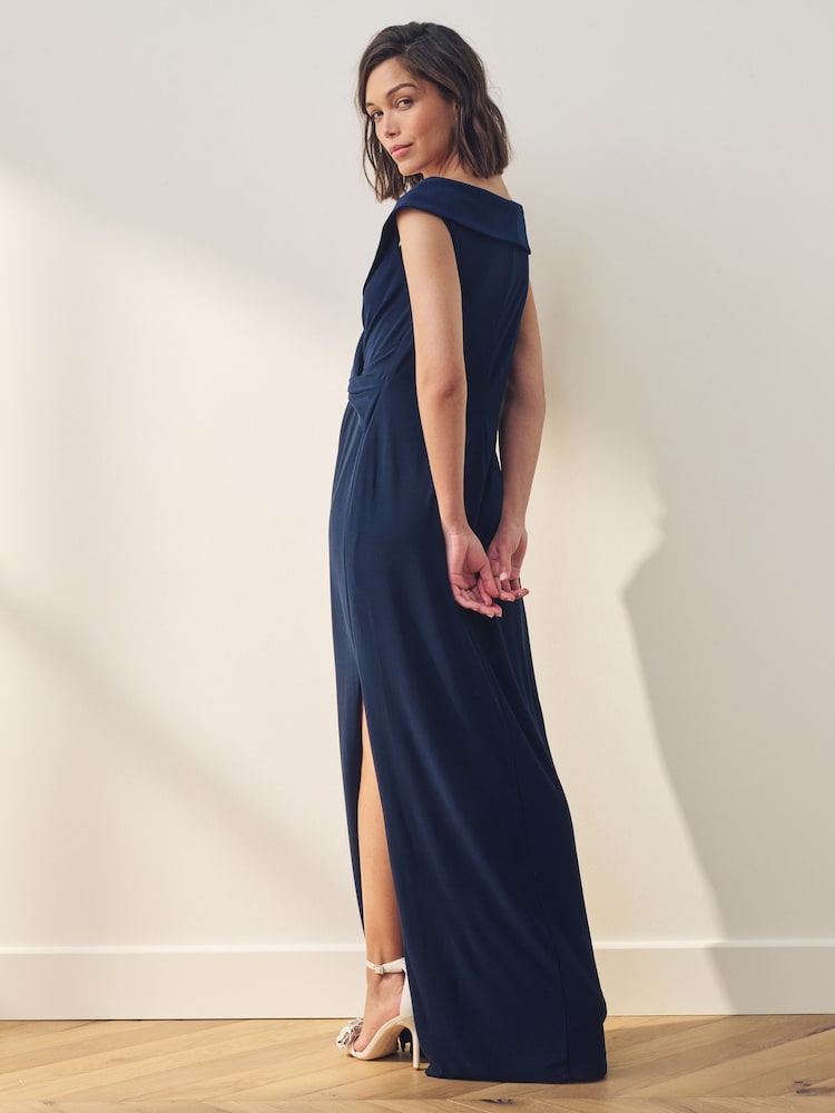 Lauren Ralph Lauren Blue Leonidas Jersey Off Shoulder Gown - Image 2 of 5