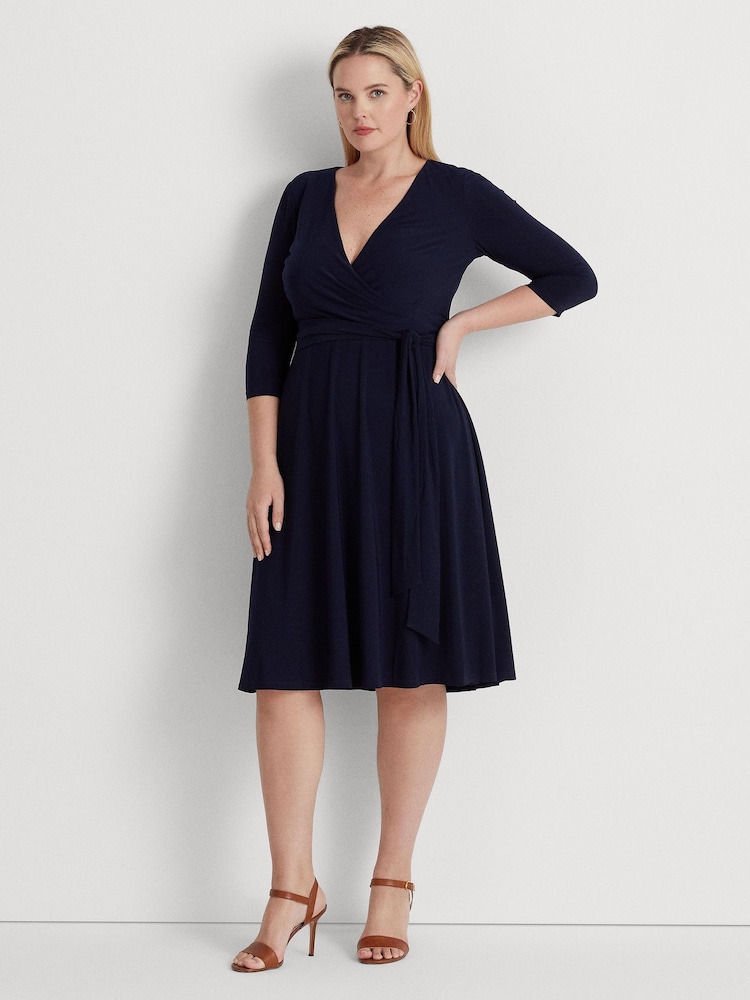 Lauren Ralph Lauren Curve Midi Surplice Dress - Image 1 of 8