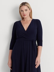 Lauren Ralph Lauren Curve Midi Surplice Dress - Image 3 of 8