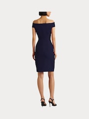 Lauren Ralph Lauren Blue Saran Crepe Off Shoulder Dress - Image 4 of 8