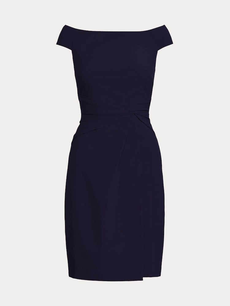 Lauren Ralph Lauren Blue Saran Crepe Off Shoulder Dress - Image 8 of 8