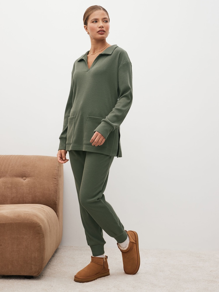Khaki Green Ribbed Tunic - Image 2 of 9