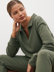 Khaki Green Ribbed Tunic - Image 6 of 9