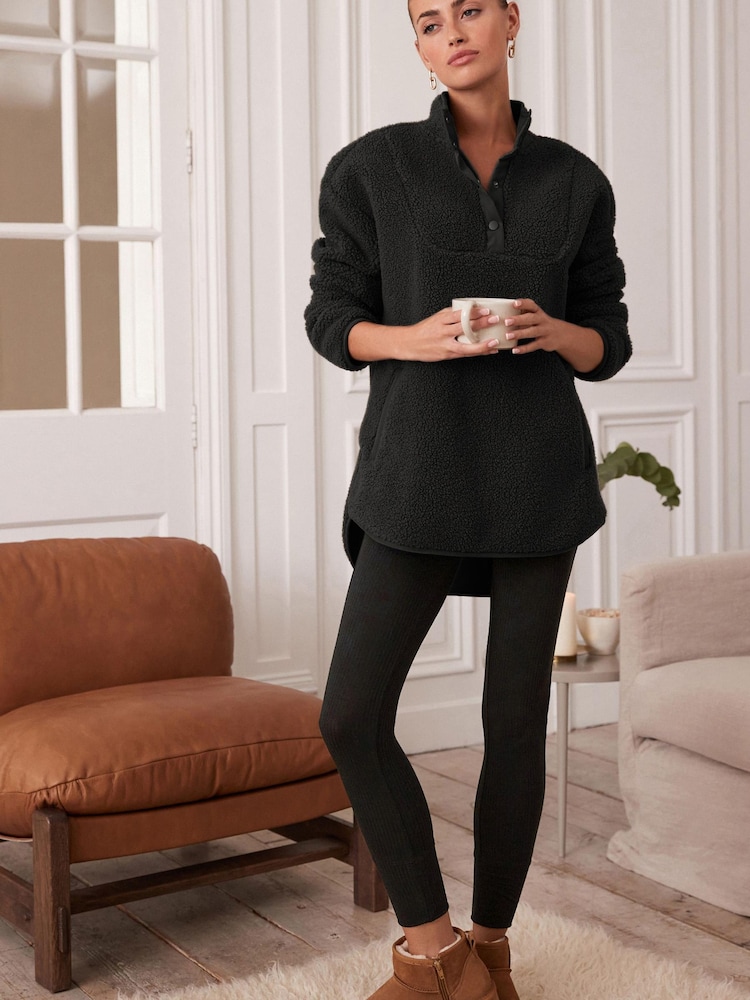 Black Fleece Borg Half Placket Jacket - Image 2 of 12