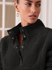 Black Fleece Borg Half Placket Jacket - Image 4 of 12