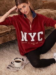 Red NYC Half Zip Fleece Top - Image 3 of 8