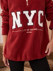 Red NYC Half Zip Fleece Top - Image 5 of 8