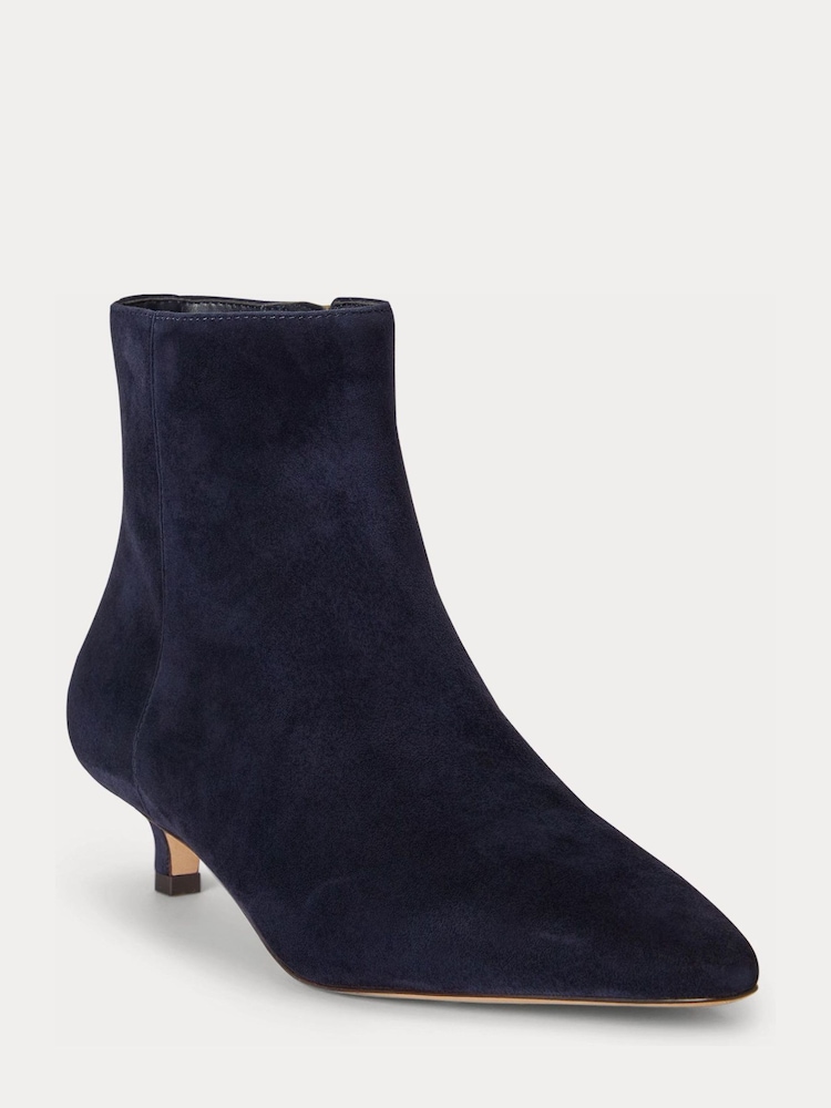Lauren Ralph Lauren Blue Francesca Suede Kitten Heel Ankle Boots - Image 2 of 4 Lauren Ralph Lauren Blue Francesca Suede Kitten Heel Ankle Boots - Image 2 of 4
