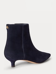 Lauren Ralph Lauren Blue Francesca Suede Kitten Heel Ankle Boots - Image 3 of 4
