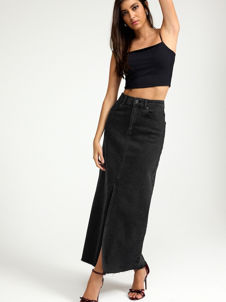 Black Strappy Cami Crop Top - Image 2 of 6