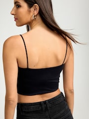 Black Strappy Cami Crop Top - Image 3 of 6