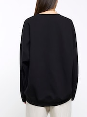 River Island Black Longline Batwing Sweat Top - Image 2 of 5