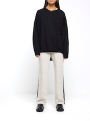 River Island Black Longline Batwing Sweat Top - Image 3 of 5