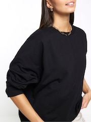 River Island Black Longline Batwing Sweat Top - Image 4 of 5
