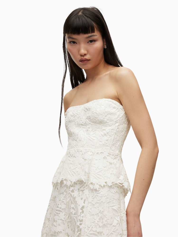 AllSaints White Broderie Sienna Top - Image 1 of 6
