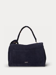 Lauren Ralph Lauren Blue Farrah Soft Suede Scarf Detail Top Handle Bag - Image 3 of 5