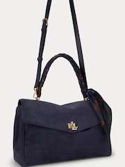 Lauren Ralph Lauren Blue Farrah Soft Suede Scarf Detail Top Handle Bag - Image 5 of 5