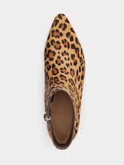 Lauren Ralph Lauren Brown Francesca Kitten Heel Haircalf Leopard Print Ankle Boots - Image 4 of 4