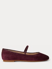Lauren Ralph Lauren Red Jayna Suede Mary Jane Ballet Flats - Image 1 of 4