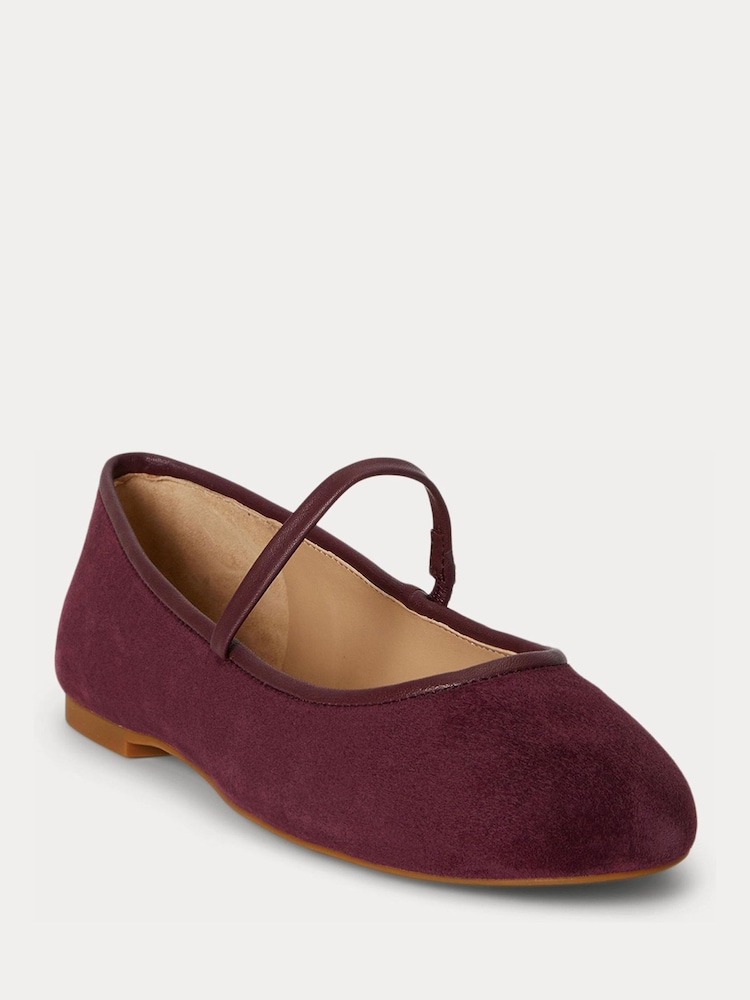 Lauren Ralph Lauren Red Jayna Suede Mary Jane Ballet Flats - Image 2 of 4 Lauren Ralph Lauren Red Jayna Suede Mary Jane Ballet Flats - Image 2 of 4