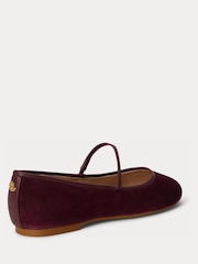 Lauren Ralph Lauren Red Jayna Suede Mary Jane Ballet Flats - Image 3 of 4