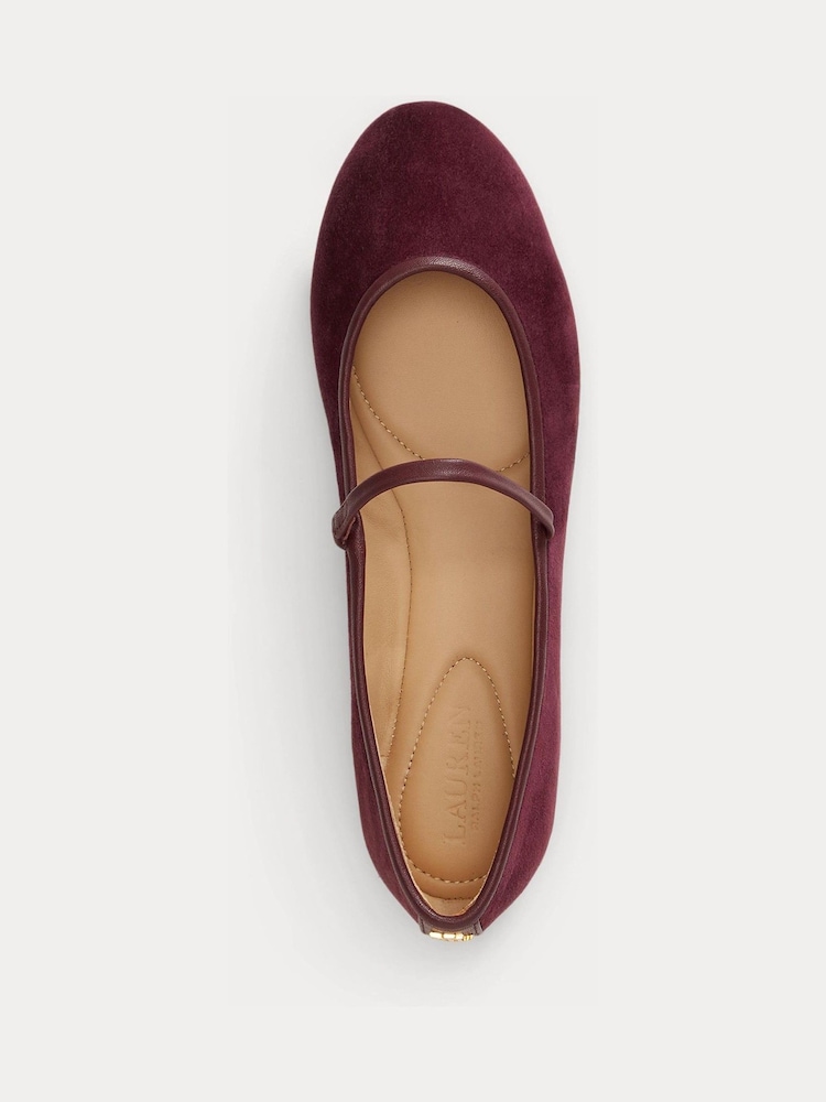 Lauren Ralph Lauren Red Jayna Suede Mary Jane Ballet Flats - Image 4 of 4 Lauren Ralph Lauren Red Jayna Suede Mary Jane Ballet Flats - Image 4 of 4