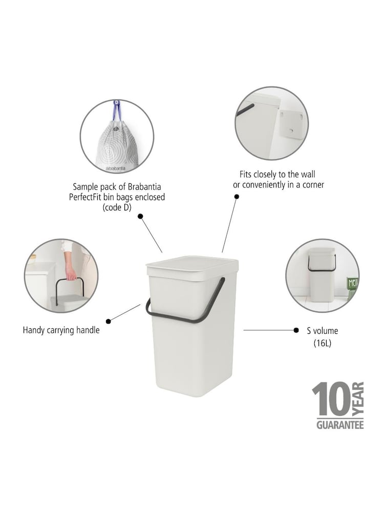 Brabantia Grey Sort  Go 16L Bin - Image 6 of 6