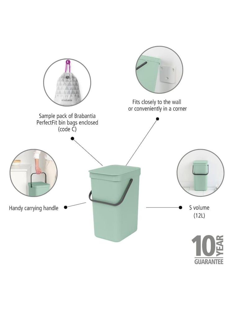 Brabantia Green Sort  Go 12L Bin - Image 6 of 6