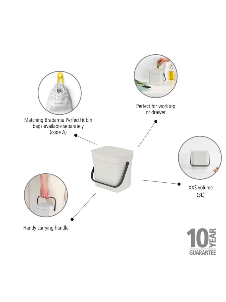 Brabantia Grey Sort Go Recycle Bin 3L - Image 6 of 6