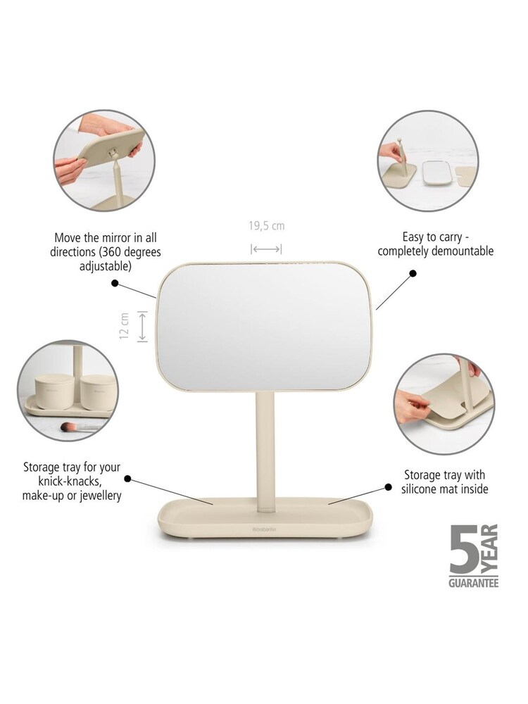 Brabantia Cream ReNew Mirror with Storage - Image 6 of 6