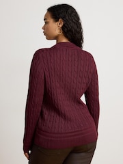 Lauren Ralph Lauren Red Meren Cotton Blend V-Neck Sweater with Crest - Image 2 of 3