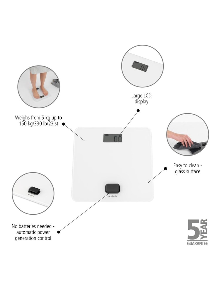Brabantia White ReNew Battery Free Bathroom Scale - Image 6 of 6