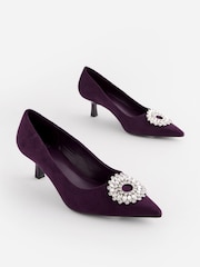 Purple Regular/Wide Fit Forever Comfort® Jewel Trim Kitten Heels - Image 1 of 5