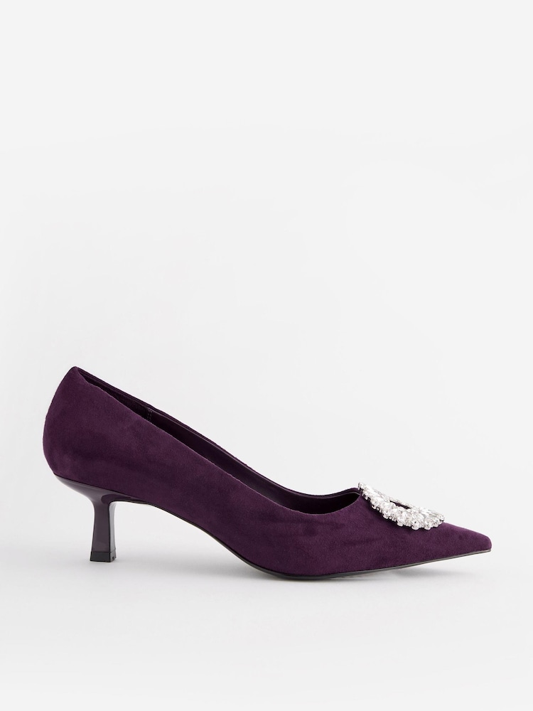 Purple Regular/Wide Fit Forever Comfort® Jewel Trim Kitten Heels - Image 2 of 5