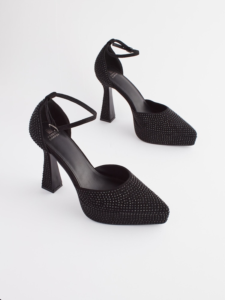 Black Forever Comfort® Point Toe Platform High Heel Shoes - Image 1 of 6