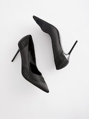 Black Forever Comfort® Sequin Point Toe Slingback Heels - Image 2 of 5