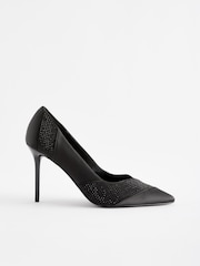 Black Forever Comfort® Sequin Point Toe Slingback Heels - Image 3 of 5