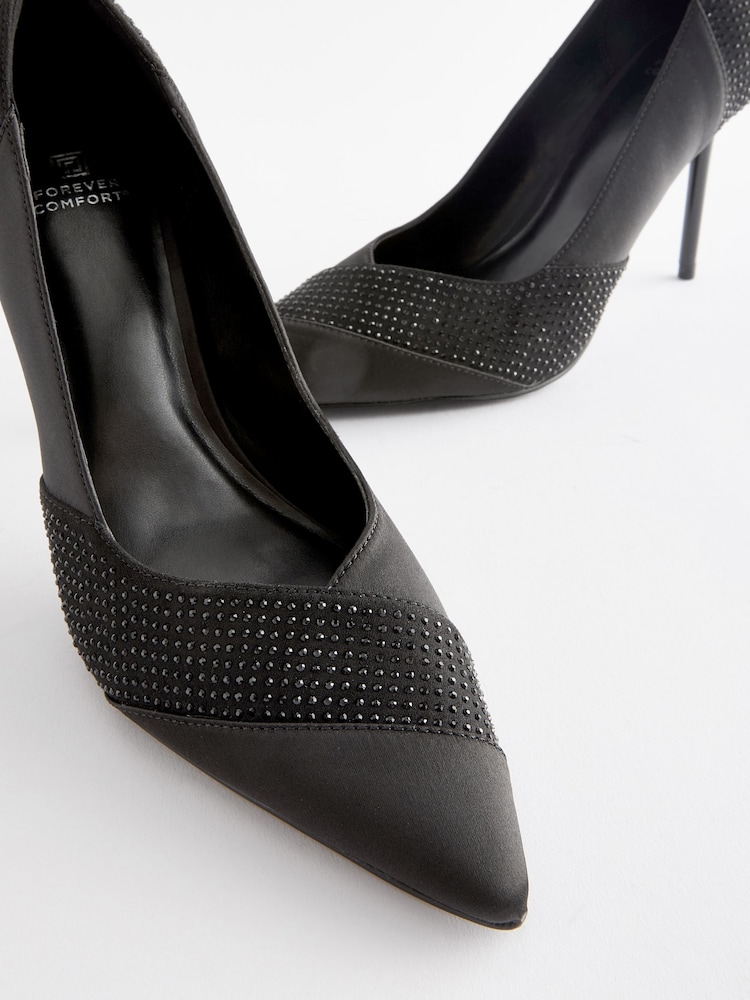 Noir - Chaussures à talons Forever Comfort® à sequins et bout pointu - Image 4 of 5