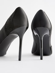 Black Forever Comfort® Sequin Point Toe Slingback Heels - Image 5 of 5