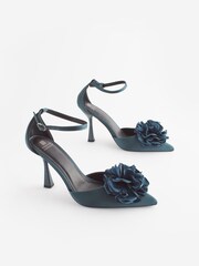Teal Blue Forever Comfort® Corsage Point Toe Heels - Image 2 of 6