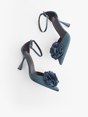 Teal Blue Forever Comfort® Corsage Point Toe Heels - Image 4 of 6