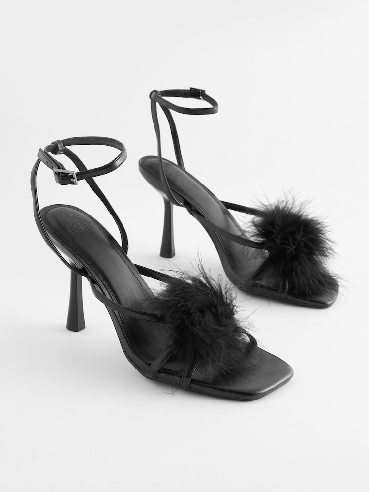 Black Forever Comfort® Real Feather Heel Sandals - Image 1 of 5