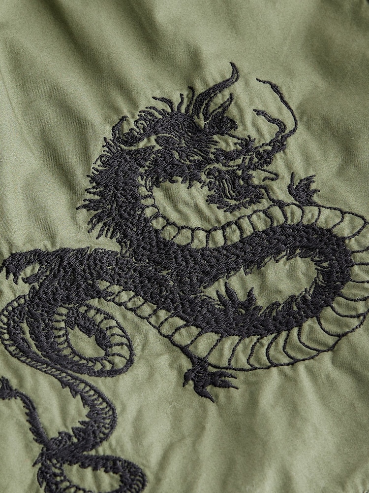Khaki Green Dragon Embrodiary Pull On Shorts (3-16yrs) - Image 3 of 3