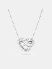 Swarovski Silver Tone Baguette Heart-Shaped Pendant Necklace - Image 6 of 8
