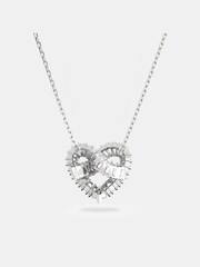 Swarovski Silver Tone Baguette Heart-Shaped Pendant Necklace - Image 7 of 8