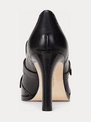 Lauren Ralph Lauren Black Colleen Glazed Leather Fringe Detail Heel - Image 3 of 5