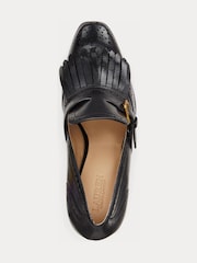 Lauren Ralph Lauren Black Colleen Glazed Leather Fringe Detail Heel - Image 4 of 5